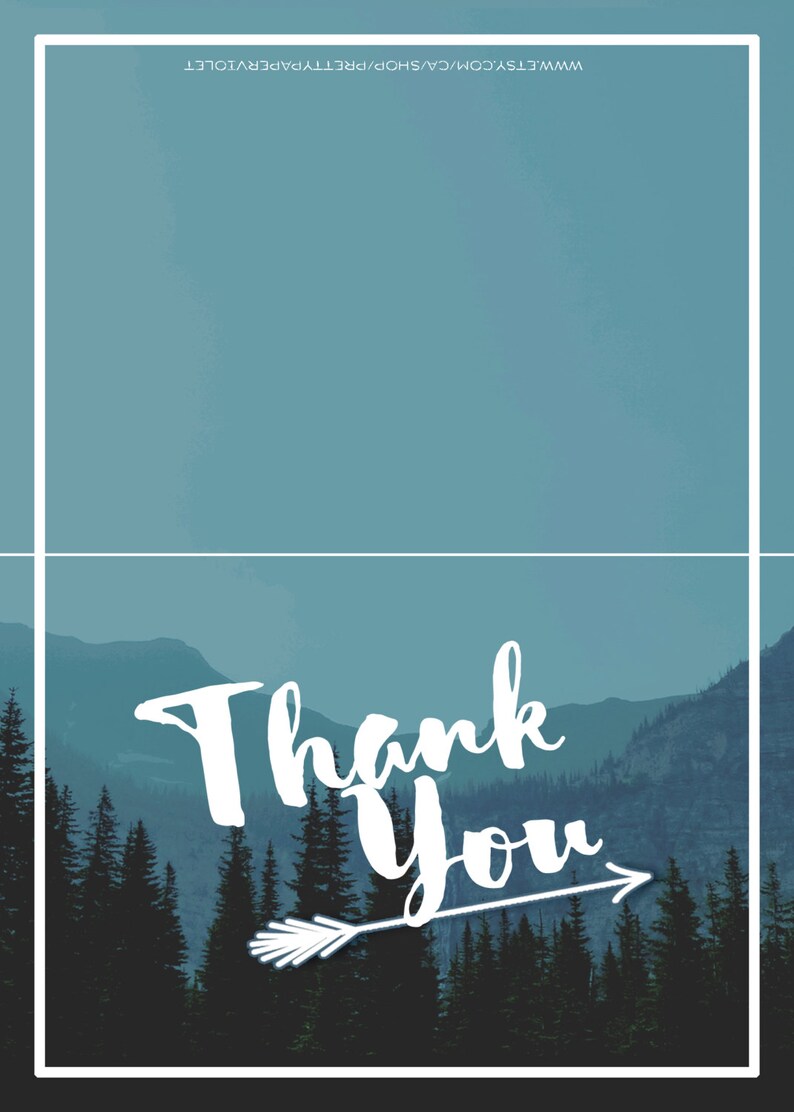 Folded Card Birthday Thanks Boy Girl Gender Neutral INSTANT DOWNLOAD Rustic Thank You Card Printable Digital File PDF Adventure Awaits