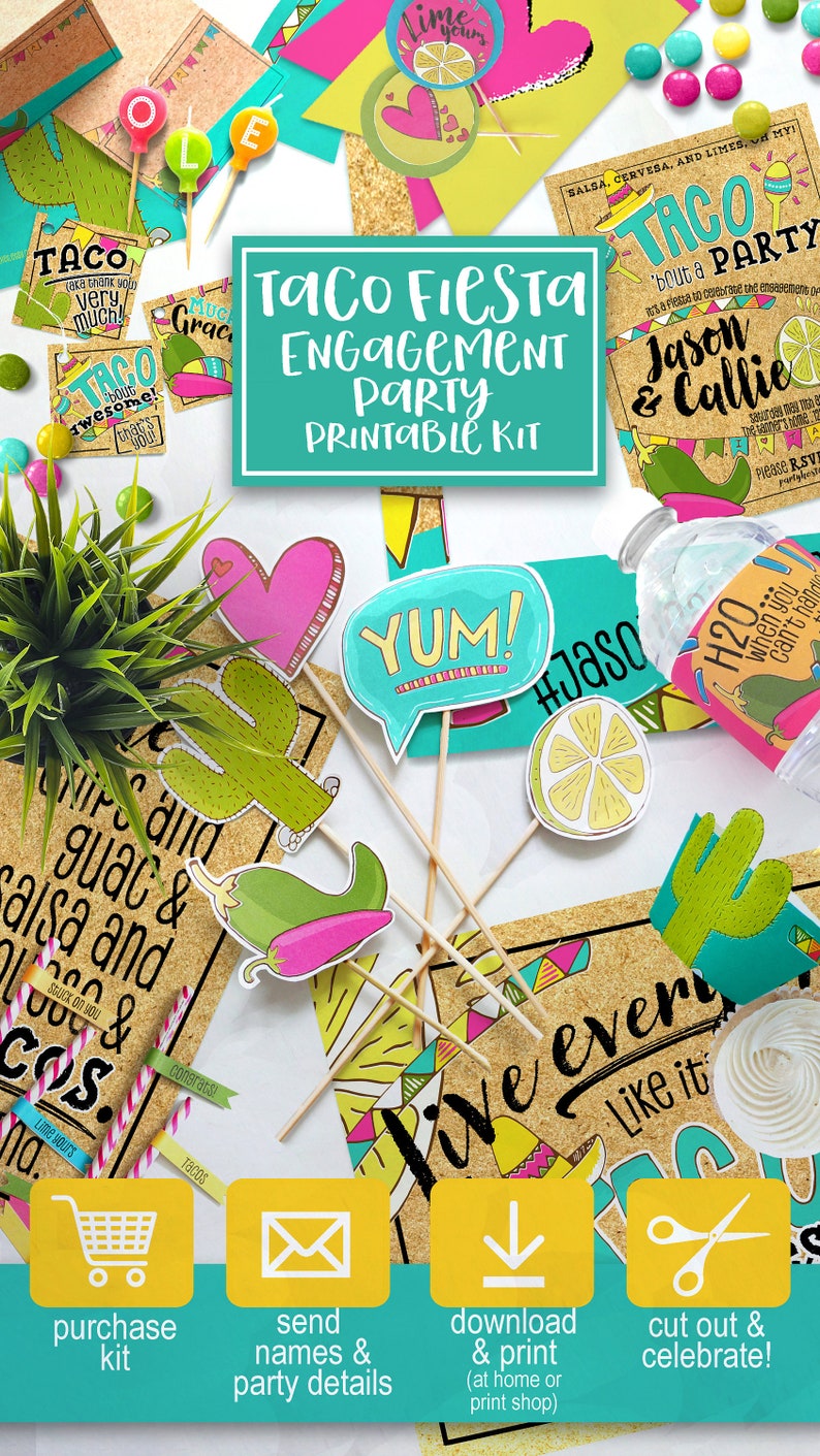Taco Fiesta Engagement Party Printable Kit Taco Party Kit Etsy UK