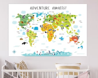 World Map Poster, Christmas Gifts for Kids, Gift for Kids, Unique Baby Gifts, Baby Gift, Kids Christmas Gifts