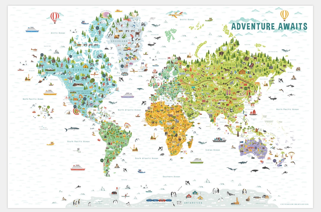 Kids World Map, Classroom Decor, Teacher Decor, Classroom Decoration