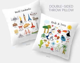2 Throw Pillows, Travel Nursery, Nursery Decor, Baby Shower Gift, Nursery Decor, Baby Gift, Playroom Decor, Accent Pillow, Newborn Gift