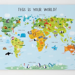 Baby Gifts, Playroom Decor, Kids World Map, Kids Gift, Unique Baby Gift, First Birthday Boy, Nursery World Map, Christmas Gift, Baby Boy