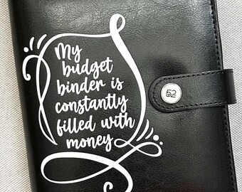 A6 Budget Binder: Black Faux Leather with Laminated Cash Envelopes