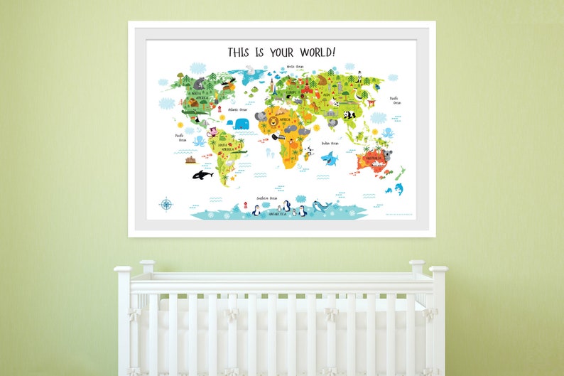Boy Nursery Decor Kids Map Nursery Map Decor Kids Wall Etsy