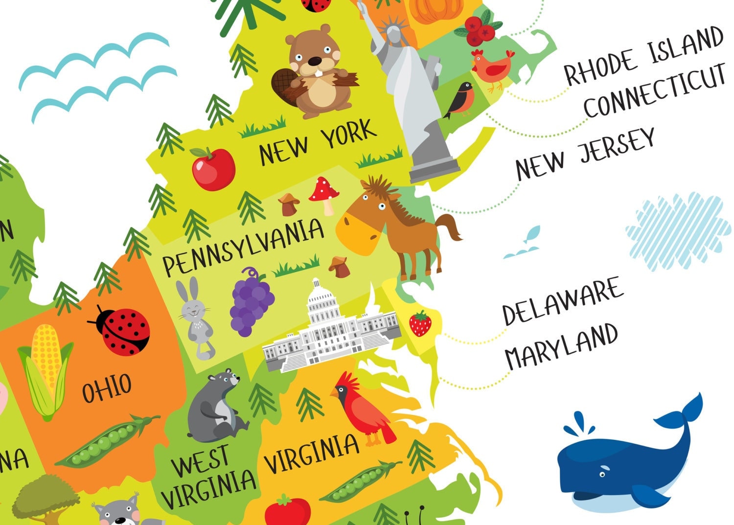 Unique Baby Gifts United States Map for Kids USA Map USA Etsy