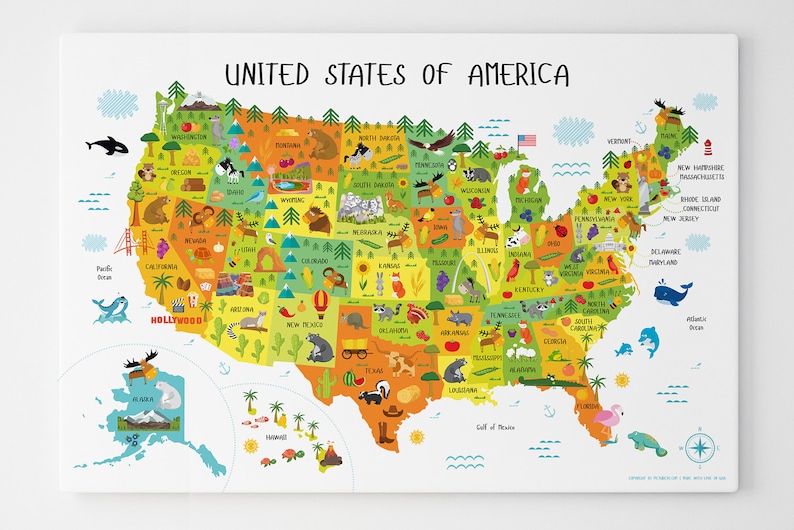 Unique Baby Gifts United States Map for Kids USA Map USA Etsy