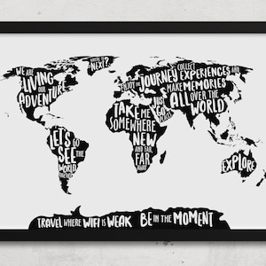 World Map Wall Art, Printable Map, Digital Download, Printable Art, Map Art, Printable Quotes, Large World Map, World Map Printable