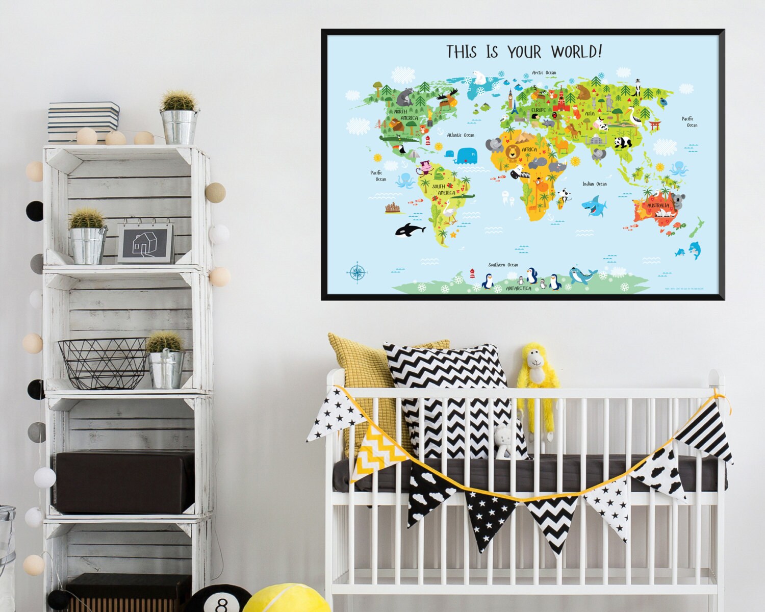 Kids World Map Print: Educational Nursery Decor (digital Download) - Etsy