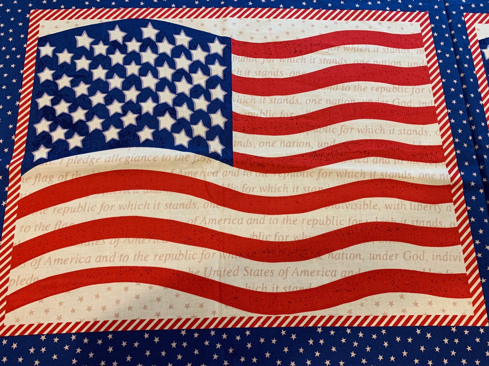 American Flag Fabric. 1/2 Yd. Patriotic Fabric. Pledge of Etsy