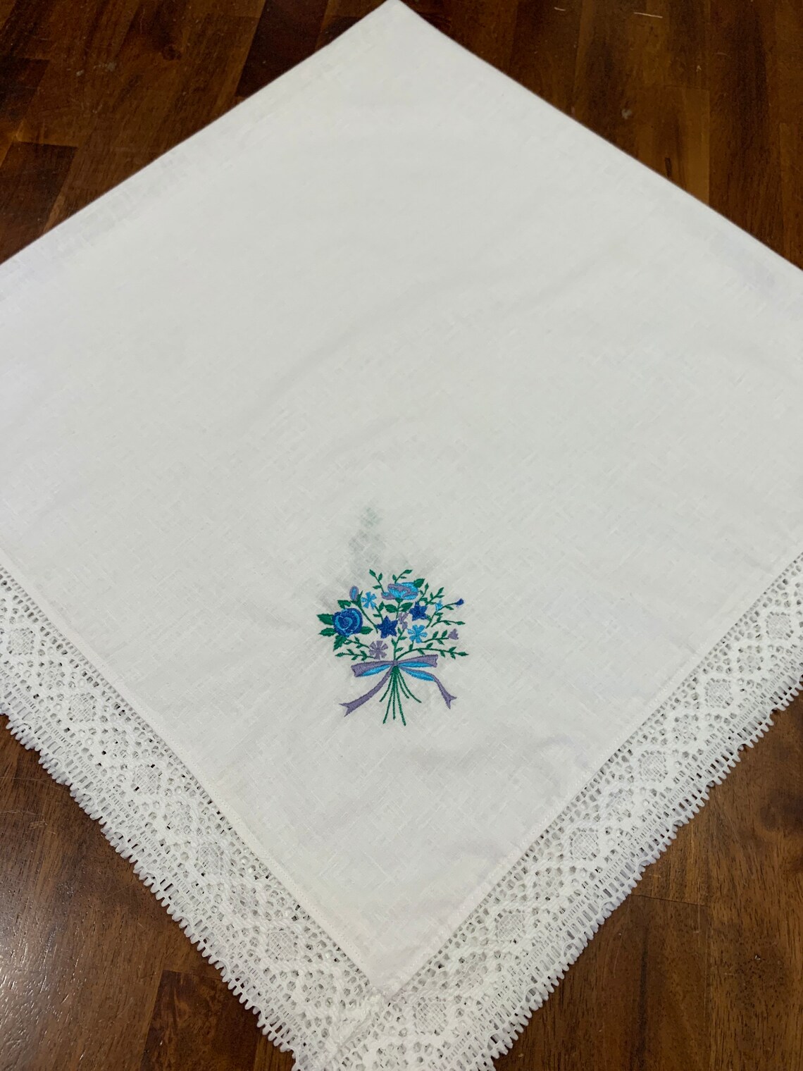 Vintage Tablecloth. Card Table Tablecloth. 48. Embroidered Etsy