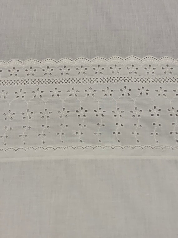 Vintage White Eyelet Sheet. TWIN. Vintage Flat Sheet. Vintage Etsy
