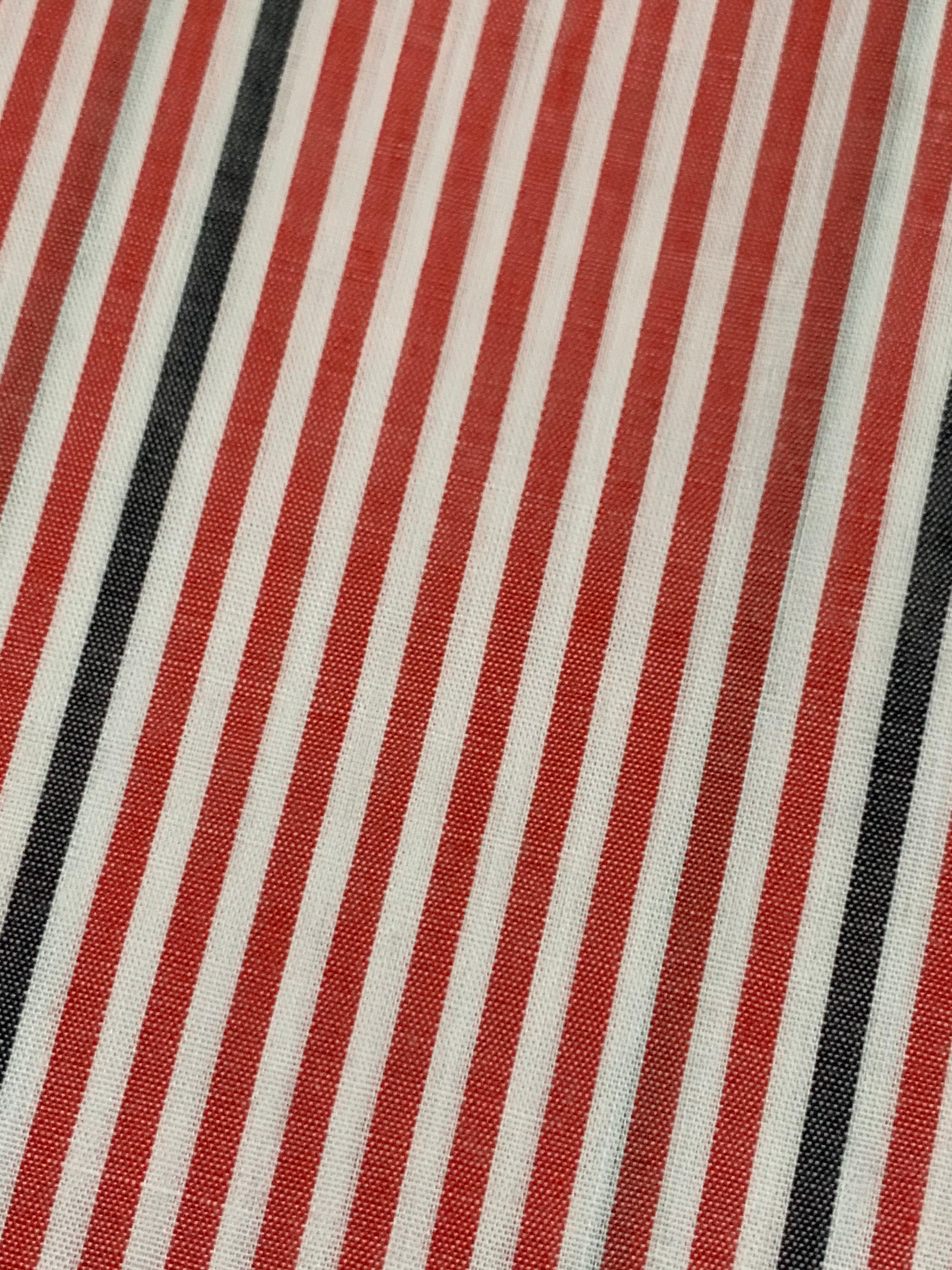 Vintage Striped Fabric. Red Striped Fabric. Red And Black Etsy