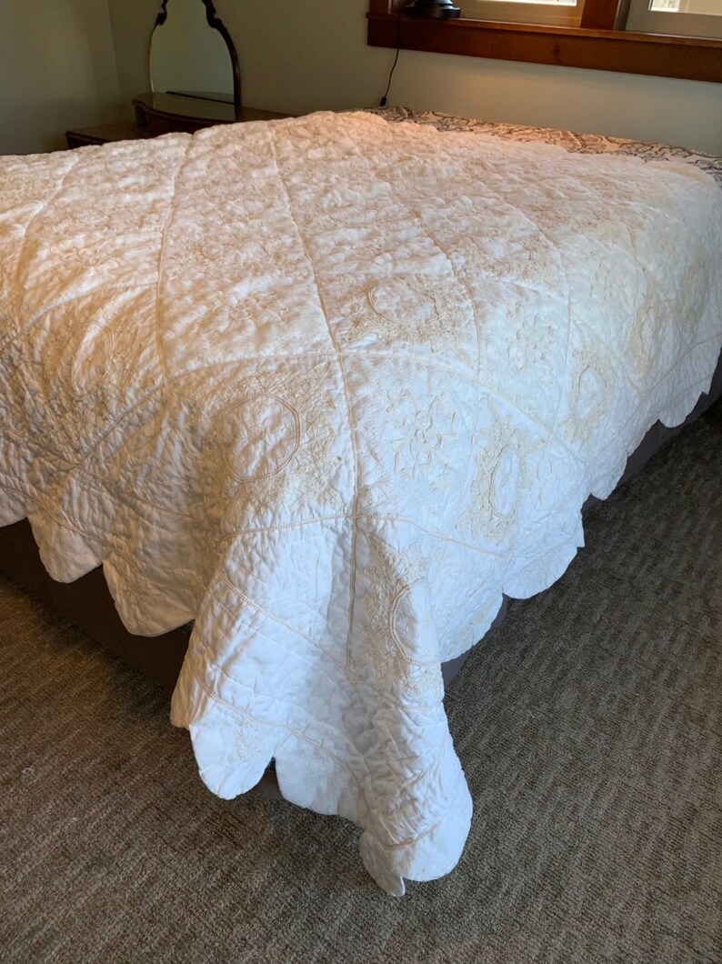Lace Blanket Vintage White Quilt Vintage Lace Comforter Etsy