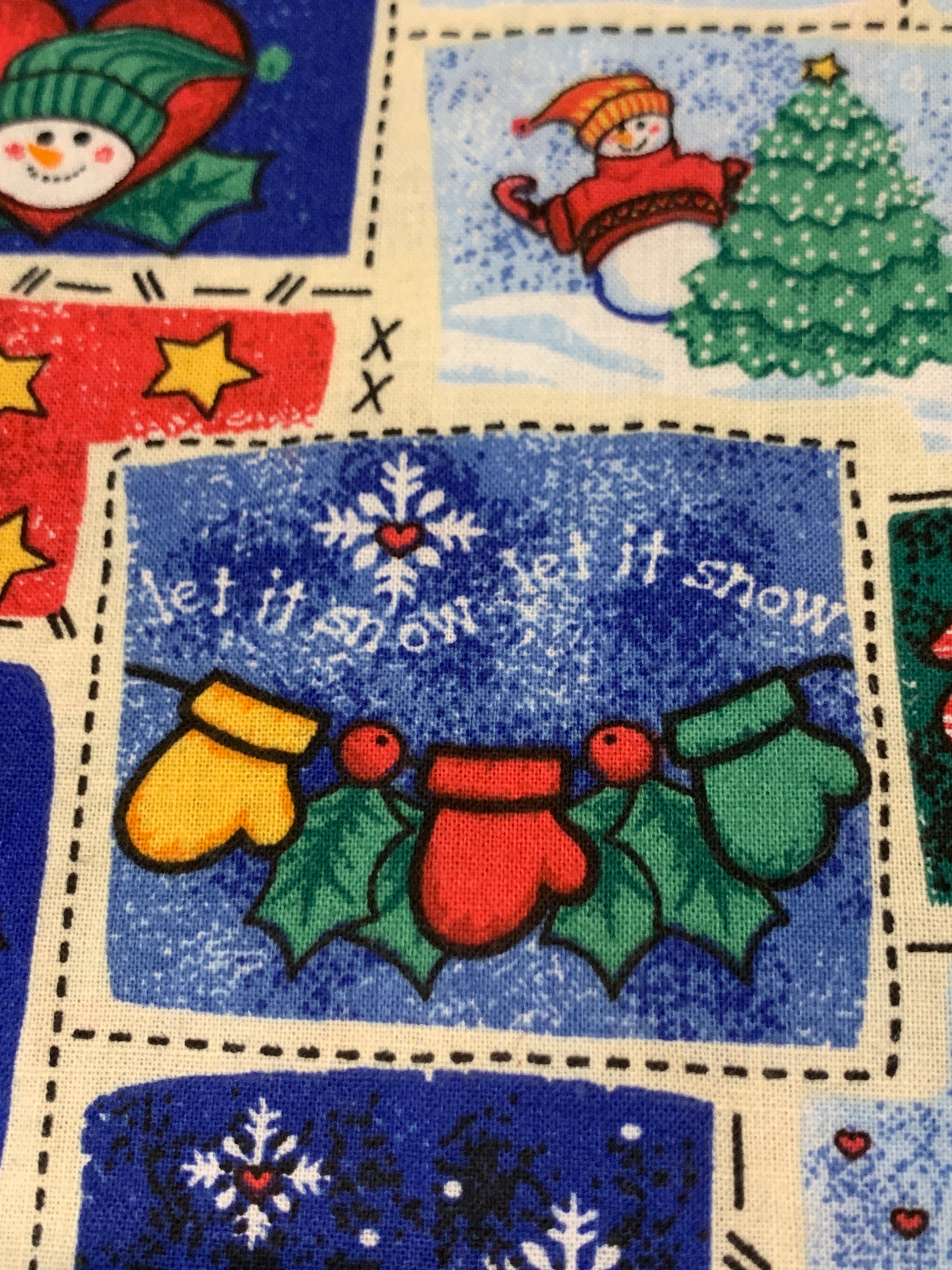 Vintage Christmas Fabric. 1/2 Yd. Snow Fabric. Winter Fabric. Etsy