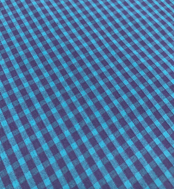 Blue Gingham Fabric. 1/2 Yd. Vintage Plaid Fabric. Vintage Etsy