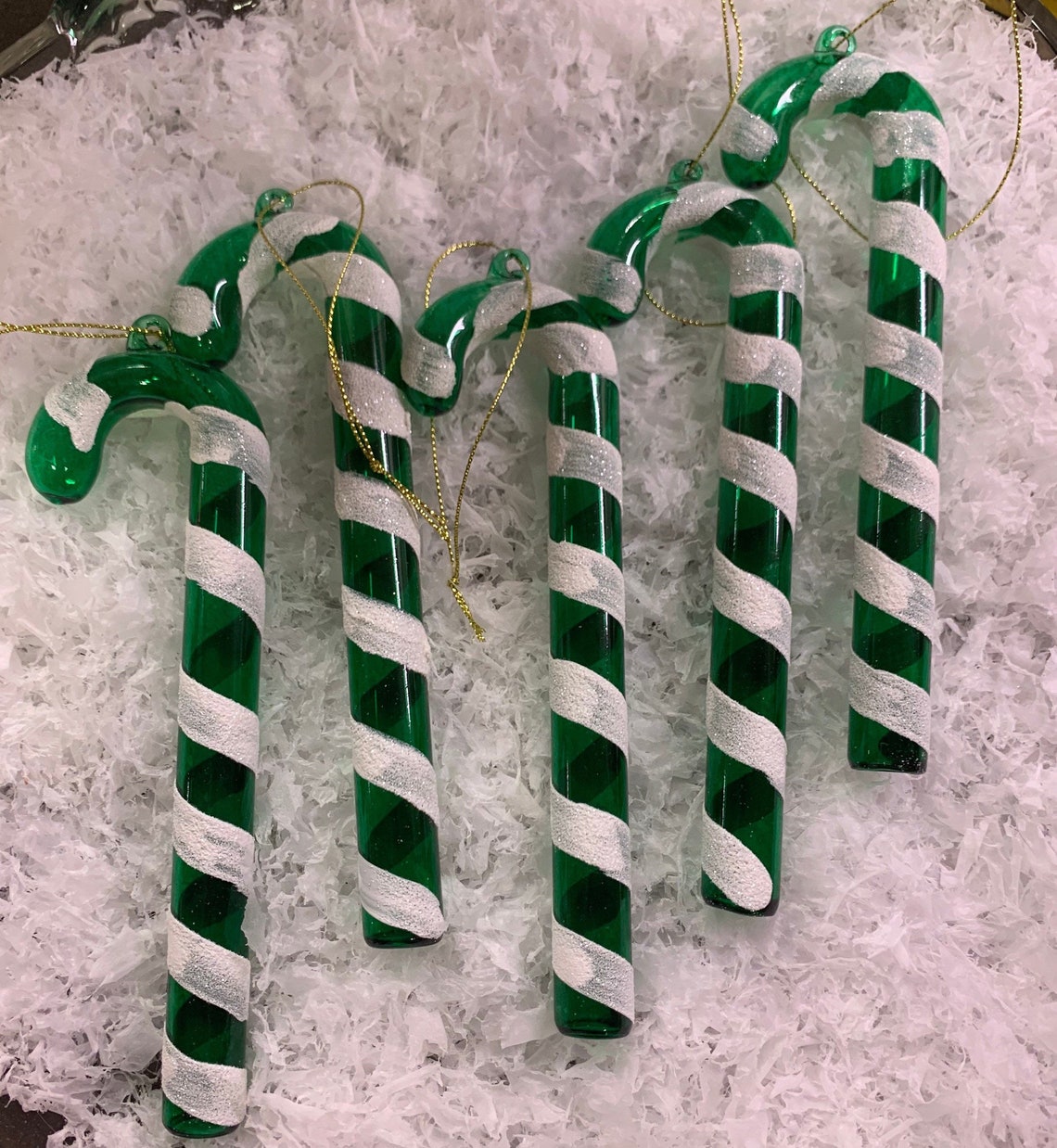 Vintage Glass Candy Cane Ornaments. Hand blown Christmas Etsy