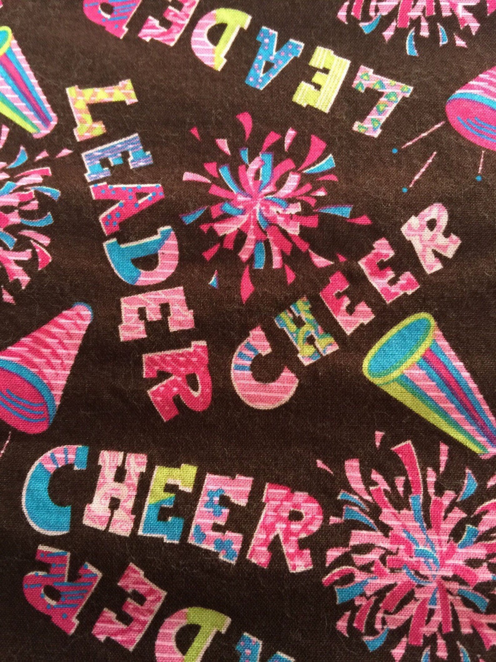 Cheerleading Fabric. FQ. Cheer Fabric. Brown and Pink Fabric. Etsy