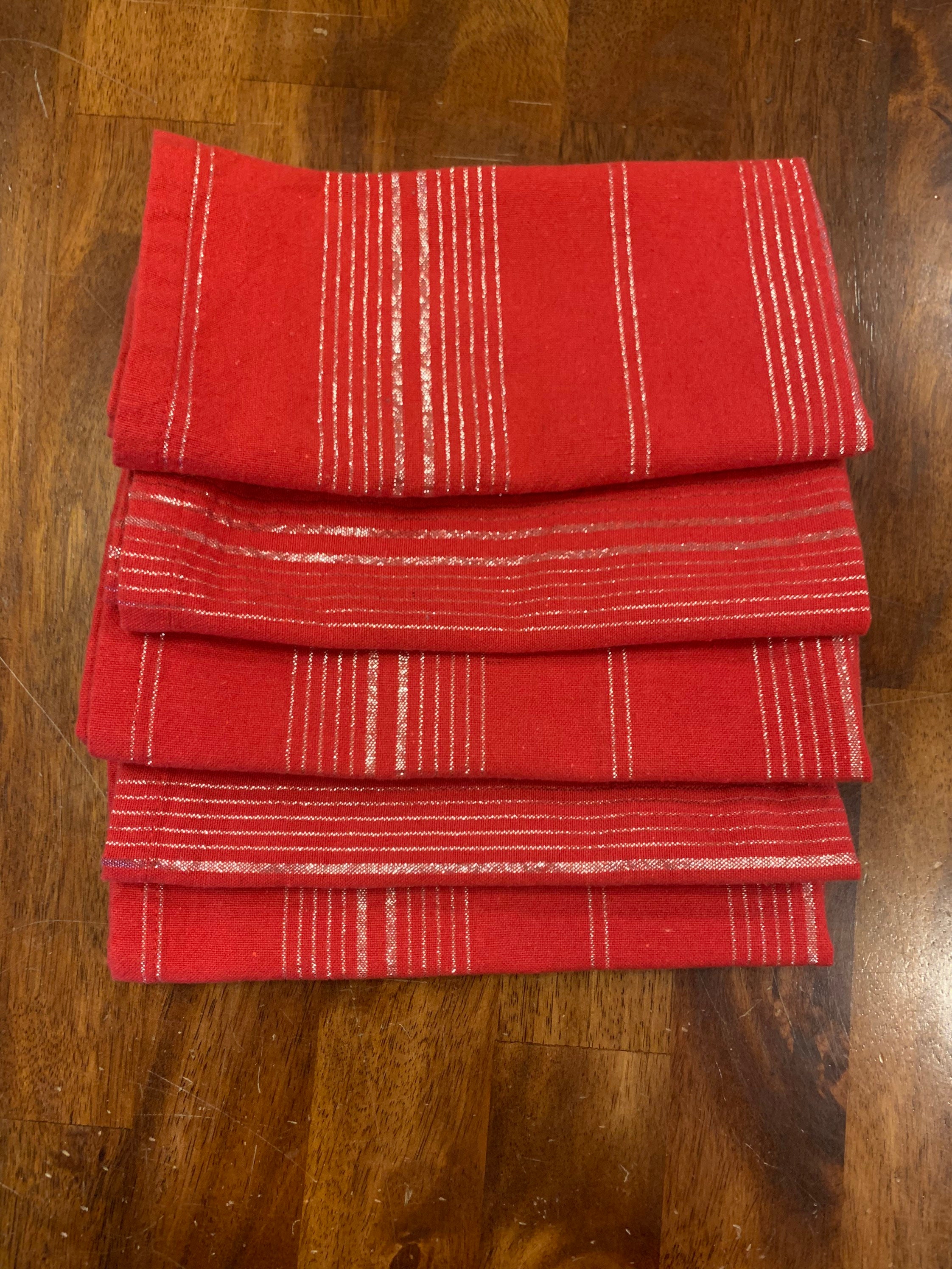 Red Christmas Napkins. Set of 5. Cloth Christmas Napkins. Etsy