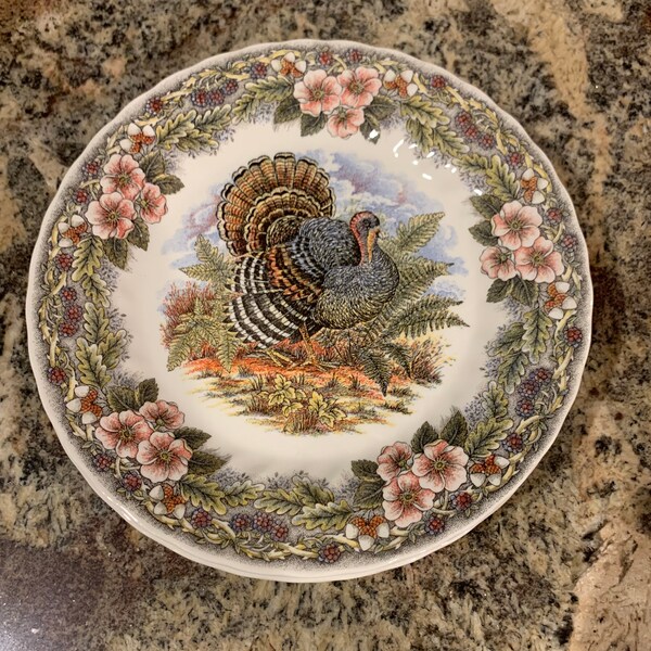 Queens Thanksgiving Dinner Plates. Set of 2! Vintage Thanksgiving Plate. Fall Dinner Plates. Autumn Dinner Plates. Harvest Dinner Plate
