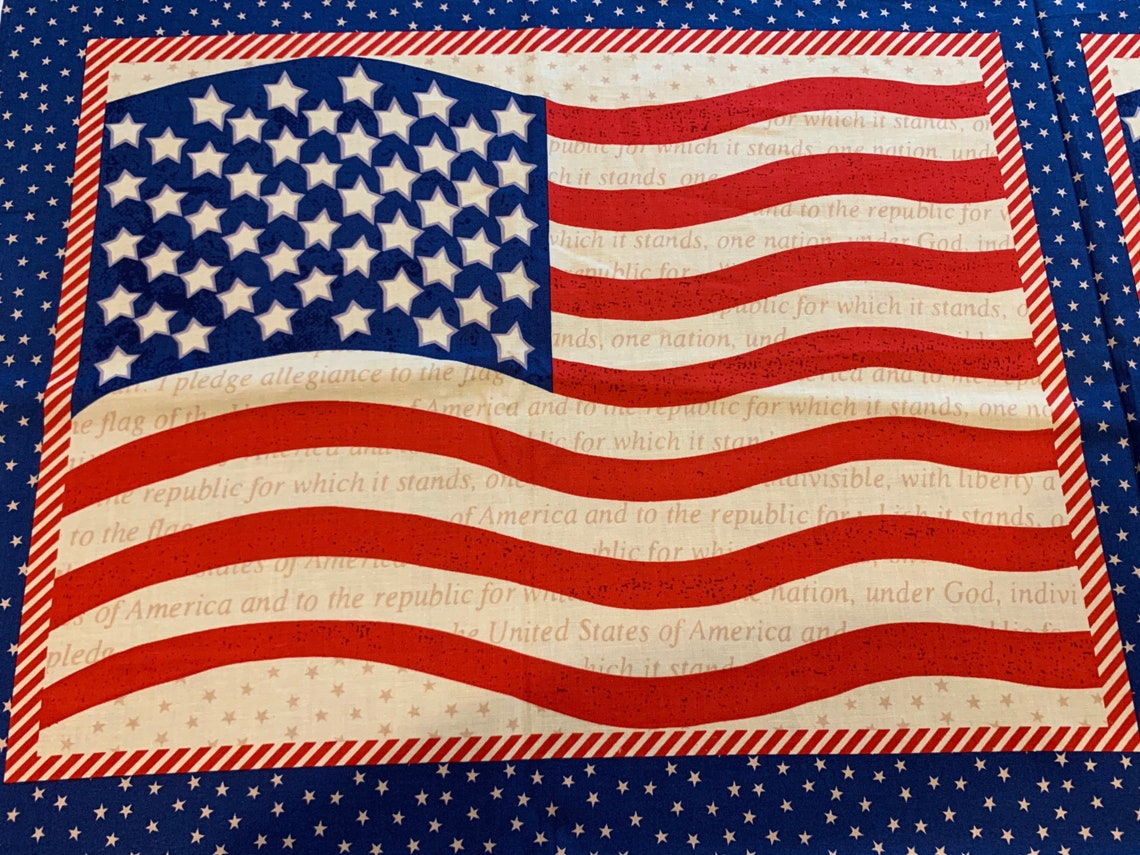 American Flag Fabric. 1/2 Yd. Patriotic Fabric. Pledge of Etsy