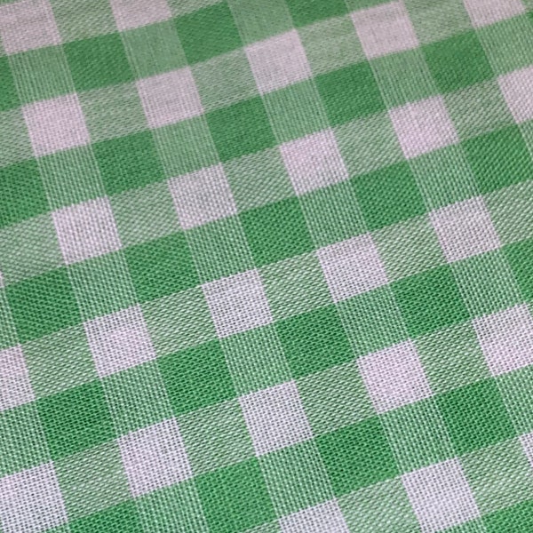 Green Gingham Fabric. Almost 2/3 yd. Vintage Gingham Fabric. Check Fabric. Napkin Fabric. Vintage Pastel Fabric. Windowpane Fabric.