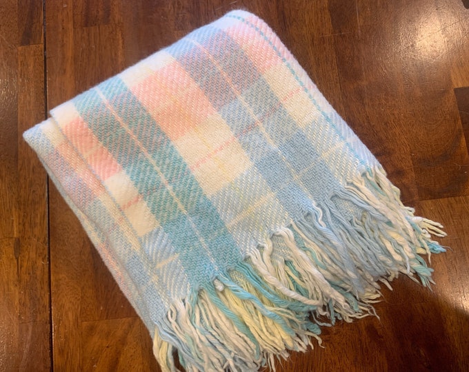 Plaid Baby Blanket. 34 X 38. Pastel Plaid Baby Blanket Pastel Baby
