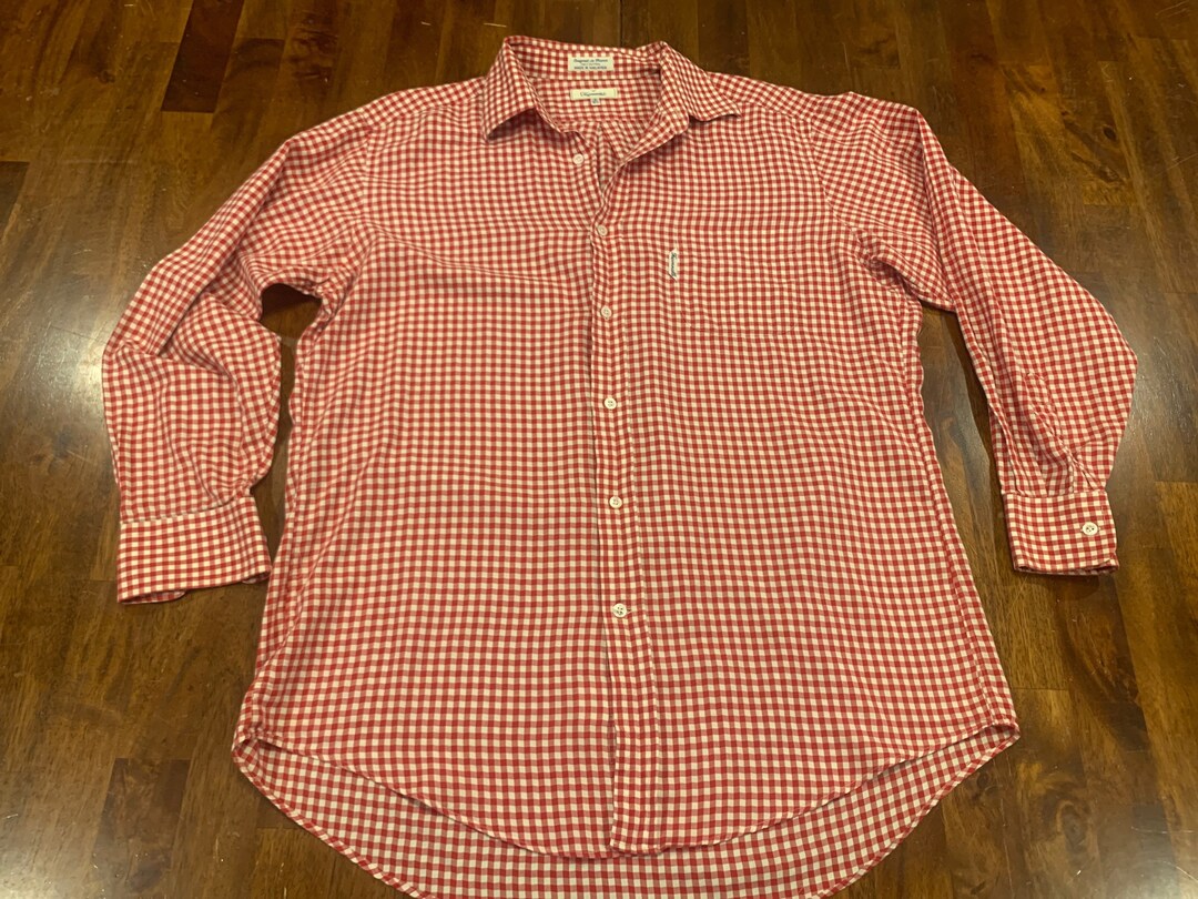 Faconnable Shirt. LARGE. Vintage Red Shirt. Vintage Gingham Etsy
