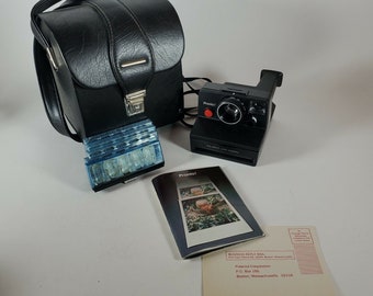 Polaroid Pronto! Black Land Instant Vintage Camera W/ Strap, Case & Manual