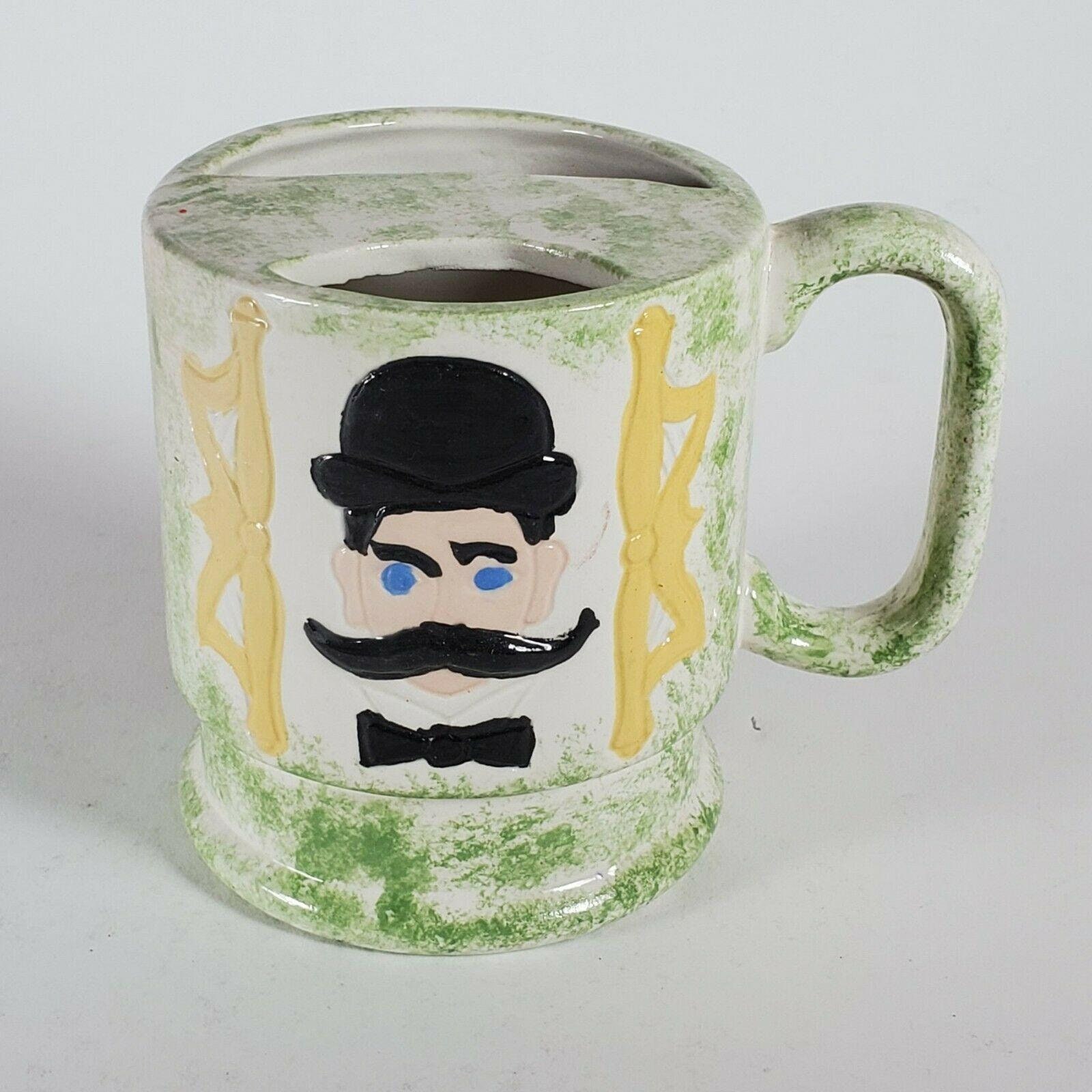 Vintage Shaving Mug Hand Painted Ceramic Handlebar Mustache Etsy