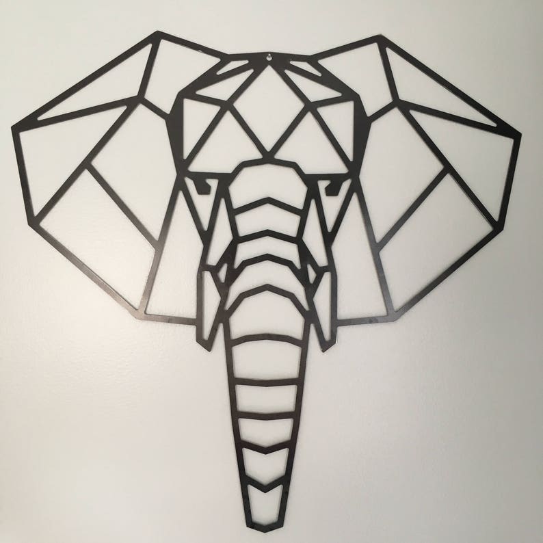 Geometric Elephant Metal Wall Art Etsy
