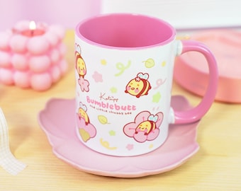 Bumblebutt Sakura Pink Handle Mug ~ Kawaii Katnipp Bumble Bee Mug