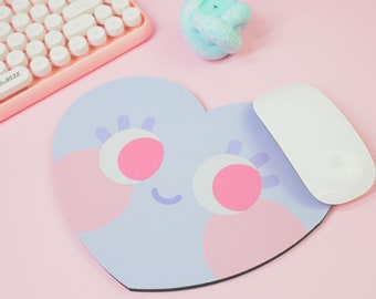 Pastel Blue Chubby Heart Colourful Mousemat ~ Pastel Danish Aesthetic Home Accesories Mouse Pad ~ Pastel Desk Accessories ~ Mousepad