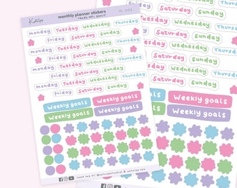 Weekly Pastel Planner Kit Planner Stickers - Kawaii Pastel Planner Organisation Stickers - Weekly Planner Stickers - Cute Bunting PL-002