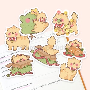 Peppamint the Cat Christmas Sticker Pack ~ Kawaii Cat Sticker Pack - Cute Christmas Sticker Pack ~ Cute Christmas Stickers ~ Die Cut Sticker