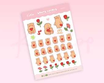 You're Bearly Lovely Stickers | Valentine's Day Planner Stickers | Cute Couple Bujo Stickers | Date Night Planner Stickers | LV002