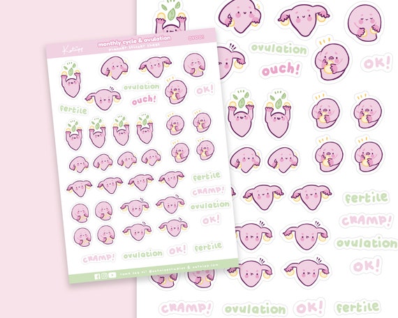 Monthly Cycle Planner Stickers Ovaries Women Planner Stickers Women Ovary Planner  Stickers Period Planner Tracker Ovulation OV-001 