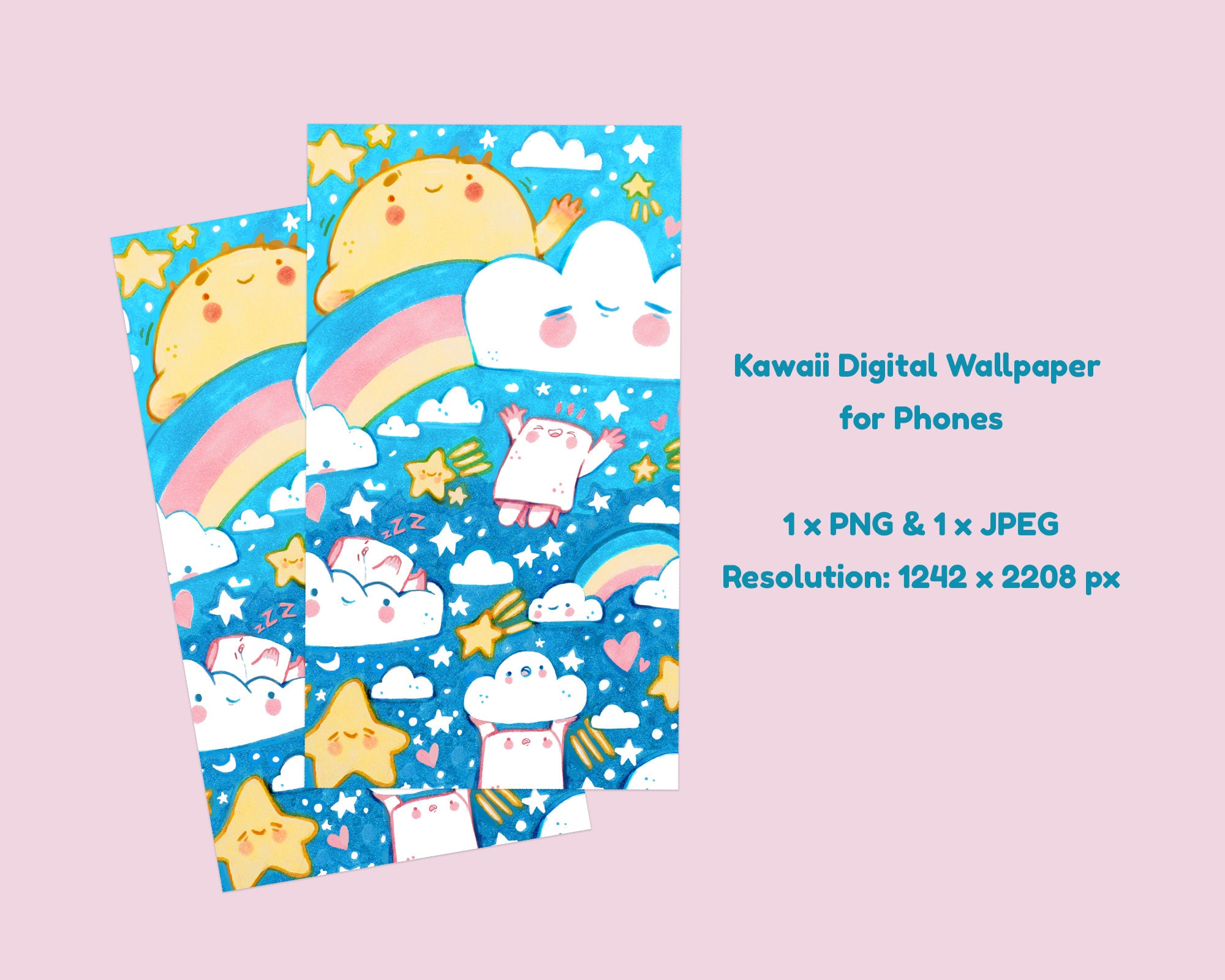 Kawaii Digital Phone Wallpaper Background Digital Download Kawaii