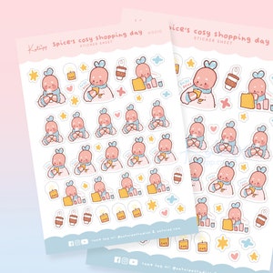 Cosy Candle Shopping Day Stickers ~ Buy Gifts Planning Stickers ~ Gingie & Spice Planner Stickers  ~ Cute Stickers for Planners and Studying