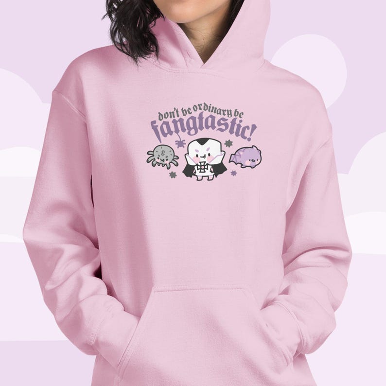 Kawaii Gothic Halloween Hoodie: "Be Fangtastic" Gildan Sweatshirt image 9