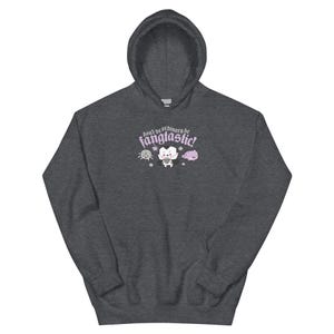 Kawaii Gothic Halloween Hoodie: "Be Fangtastic" Gildan Sweatshirt Dark Heather