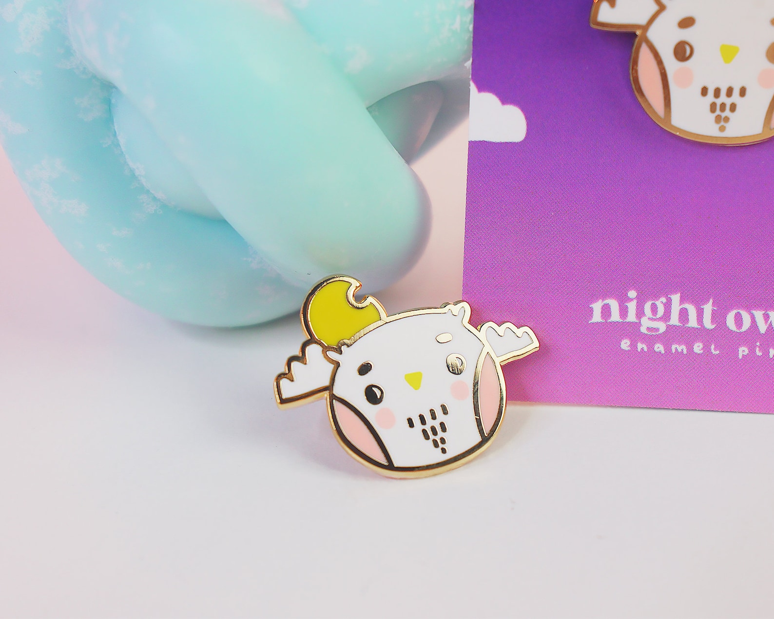 Night Owl Enamel Pin Kawaii Pins Kawaii Enamel Pins Cute Etsy