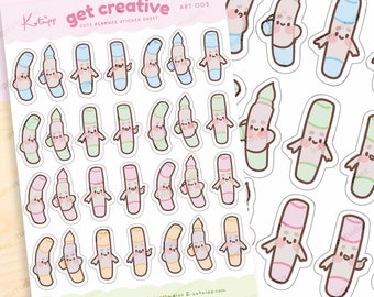 Kawaii Artist Marker Pens Motivation Emoji Sticker Set - ART 003