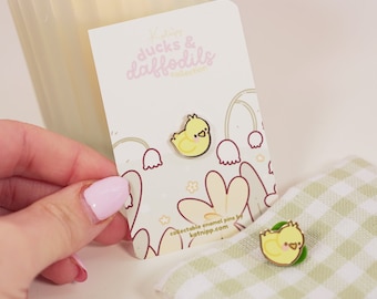 Spring Ducks & Daffodils: Mini Spring Duckling Kawaii Enamel Pin