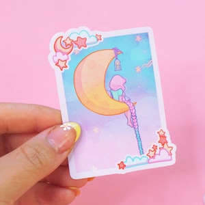 Magic Girl & Moon Die Cut Sticker - Katnipp Illustrations