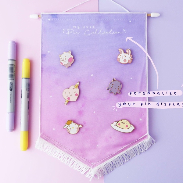 Pin Display Banner - Kawaii Emaille Pinnwand - Emaille Pin Rahmen - Emaille Pin Sammlung Display - Pin Display - Wimpel - Banner