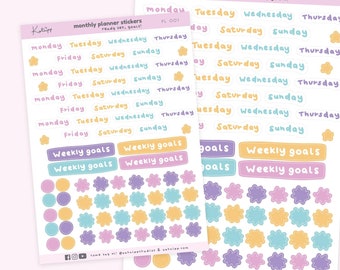 Weekly Pastel Planner Kit Planner Stickers - Kawaii Pastel Planner Organisation Stickers - Weekly Planner Stickers - Cute Bunting PL-001