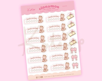 Cinnamon Pink Coquette Planner Stickers | Kawaii Book Review & Reading Tracker for Journals | CC004
