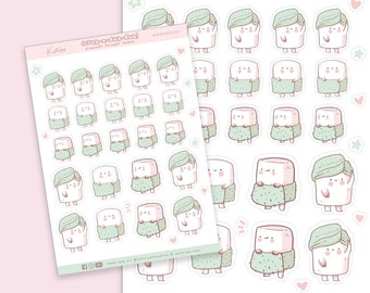 Bath Time Planner Sticker Sheet | Kawaii Self Care Stickers