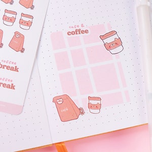 Coffee To Go! Latte Barista Coffee Addict Planner Stickers ~ Kawaii Polco Deco Planner Stickers - Cosy Cafe Stickers ~ Cute Katnipp Stickers