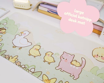 Spring Ducks and Daffodils: Kawaii Gaming Mouse Pad - Mother Duck & Friends - Spring Aesthetic Desk Mat